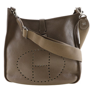 Hermes Shoulder Bag Taurillon Clemence SilverMetal Evelyn 3 GM Women