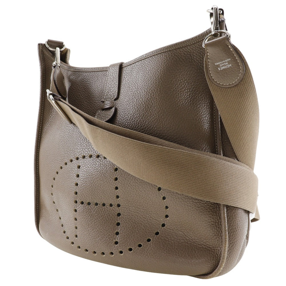 Hermes Shoulder Bag Taurillon Clemence SilverMetal Evelyn 3 GM Women