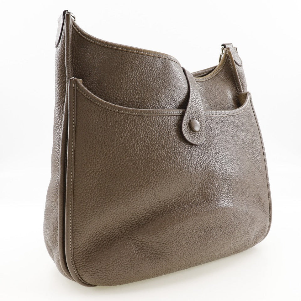 Hermes Shoulder Bag Taurillon Clemence SilverMetal Evelyn 3 GM Women
