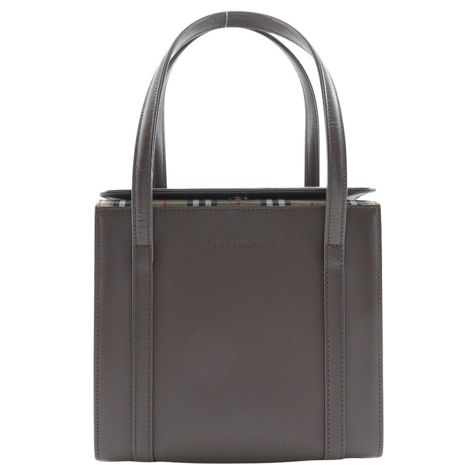 Burberry Handbag Calfskin Brown Nova Check box Women