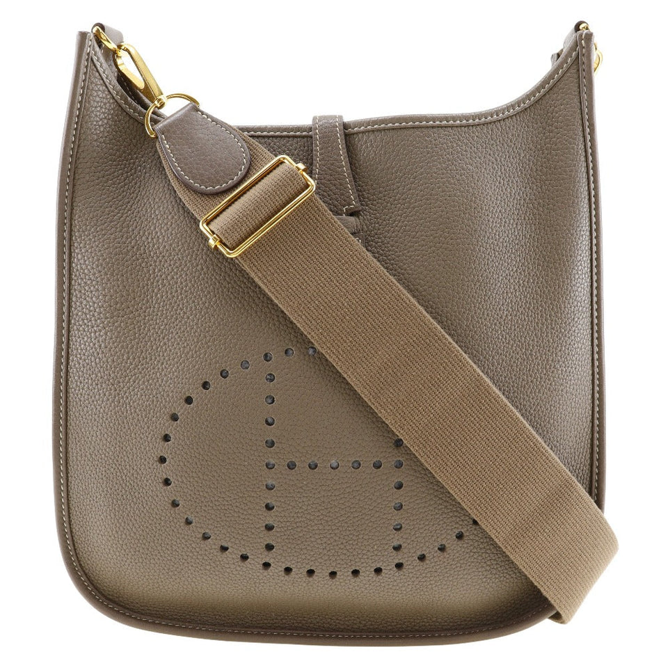 Hermes Shoulder Bag Taurillon Clemence Gold Metal Evelyn 3PM Women