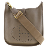 Hermes Shoulder Bag Taurillon Clemence Gold Metal Evelyn 3PM Women