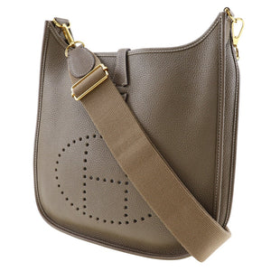 Hermes Shoulder Bag Taurillon Clemence Gold Metal Evelyn 3PM Women