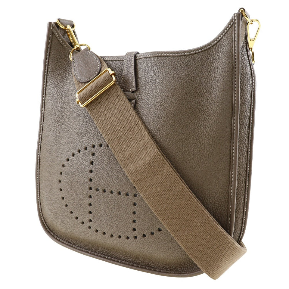 Hermes Shoulder Bag Taurillon Clemence Gold Metal Evelyn 3PM Women