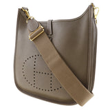 Hermes Shoulder Bag Taurillon Clemence Gold Metal Evelyn 3PM Women