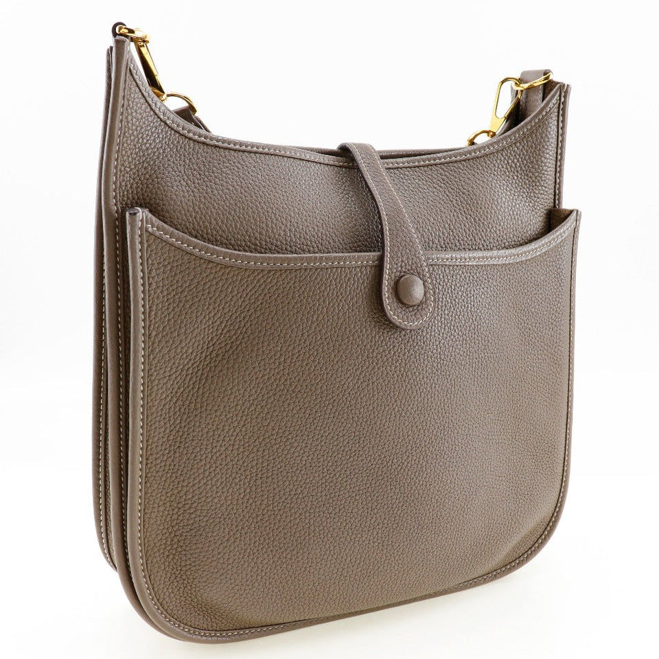 Hermes Shoulder Bag Taurillon Clemence Gold Metal Evelyn 3PM Women