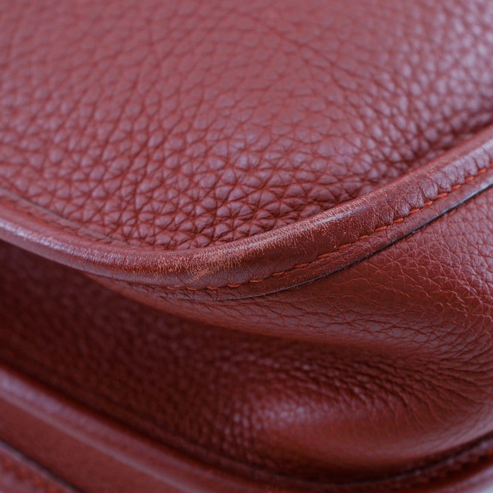 Hermes Shoulder Bag Taurillon Clemence Red/Silver Metal Evelyn 2 PM Women