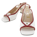 Gucci Sandals 601553 leather White / red GG ribbon Women 37
