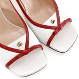 Gucci Sandals 601553 leather White / red GG ribbon Women 37