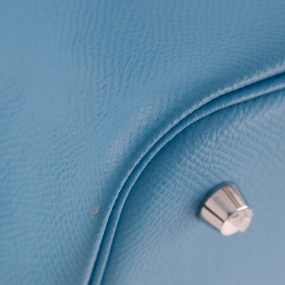 Hermes Handbag Epsom light blue Tresage Pico Tan Lock MM Women