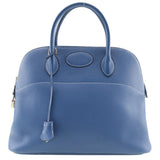 Hermes Handbag G Engraving Taurillon Clemence Blue Bored 37 Women