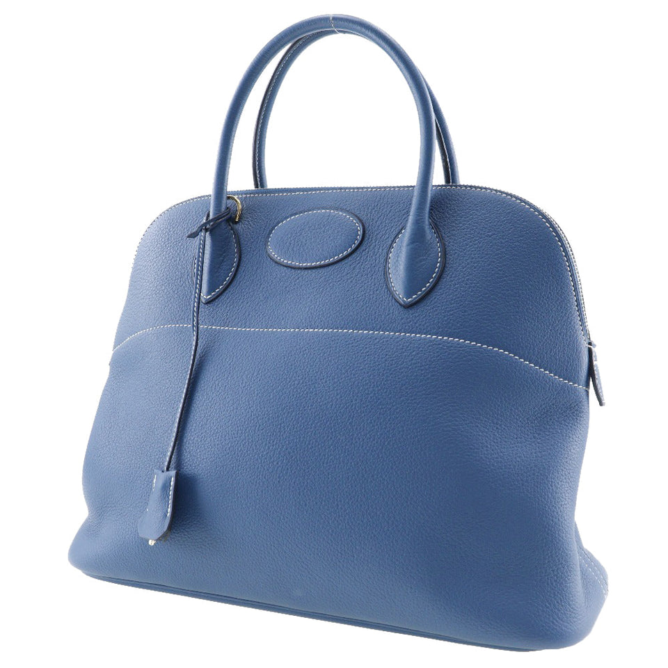 Hermes Handbag G Engraving Taurillon Clemence Blue Bored 37 Women