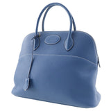 Hermes Handbag G Engraving Taurillon Clemence Blue Bored 37 Women