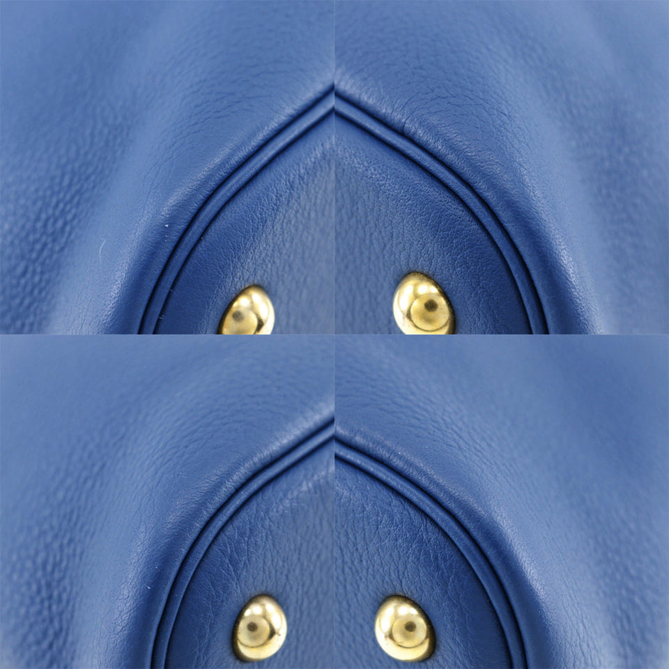 Hermes Handbag G Engraving Taurillon Clemence Blue Bored 37 Women