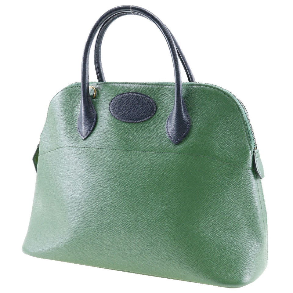 Hermes Handbag Courchevel Green / navy blue By color Bored 35 Women
