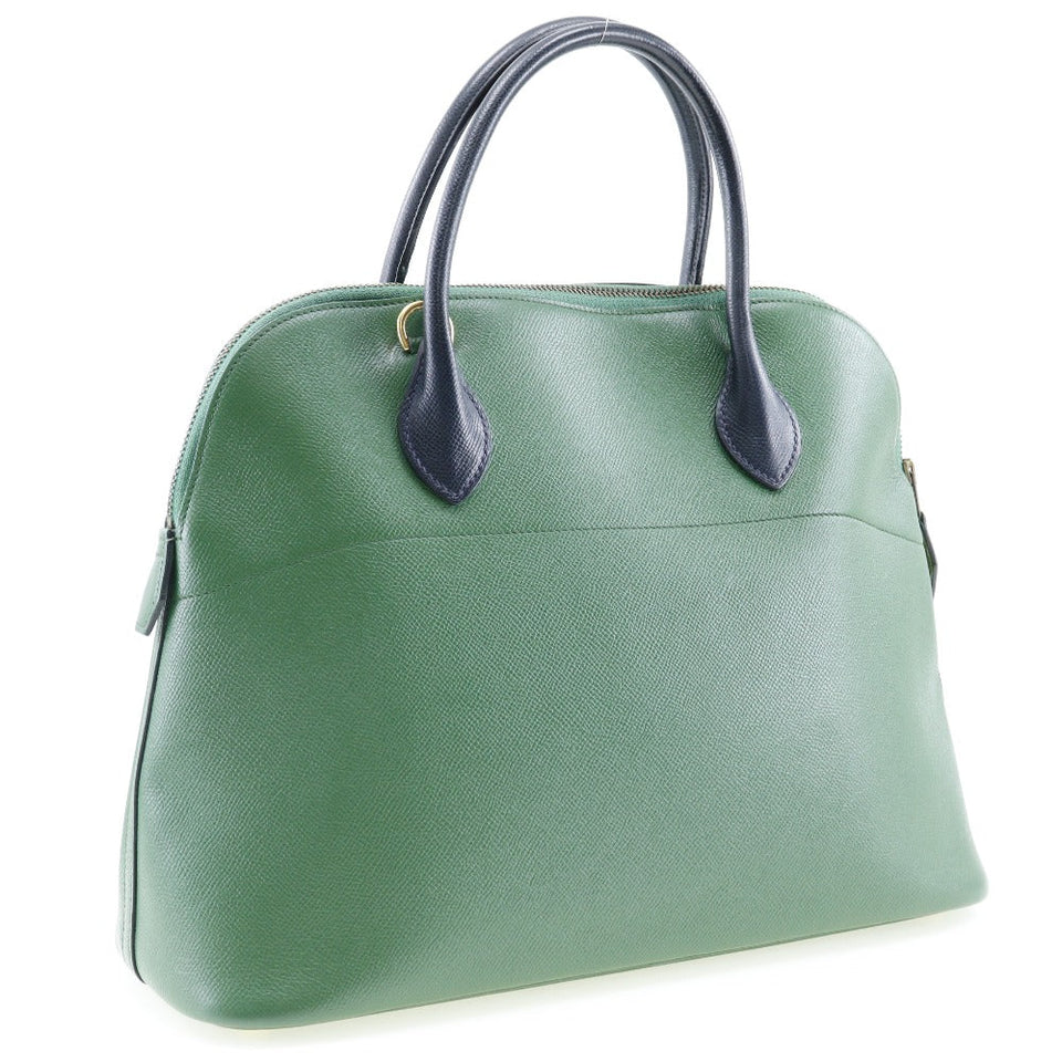 Hermes Handbag Courchevel Green / navy blue By color Bored 35 Women
