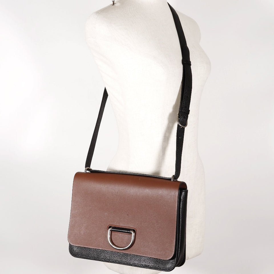 Burberry Shoulder Bag Calfskin Brown, Black By color D ring Women