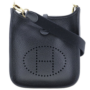 Hermes Shoulder Bag Taurillon Clemence Black/Gold Metal Amazone Evelyn TPM Women