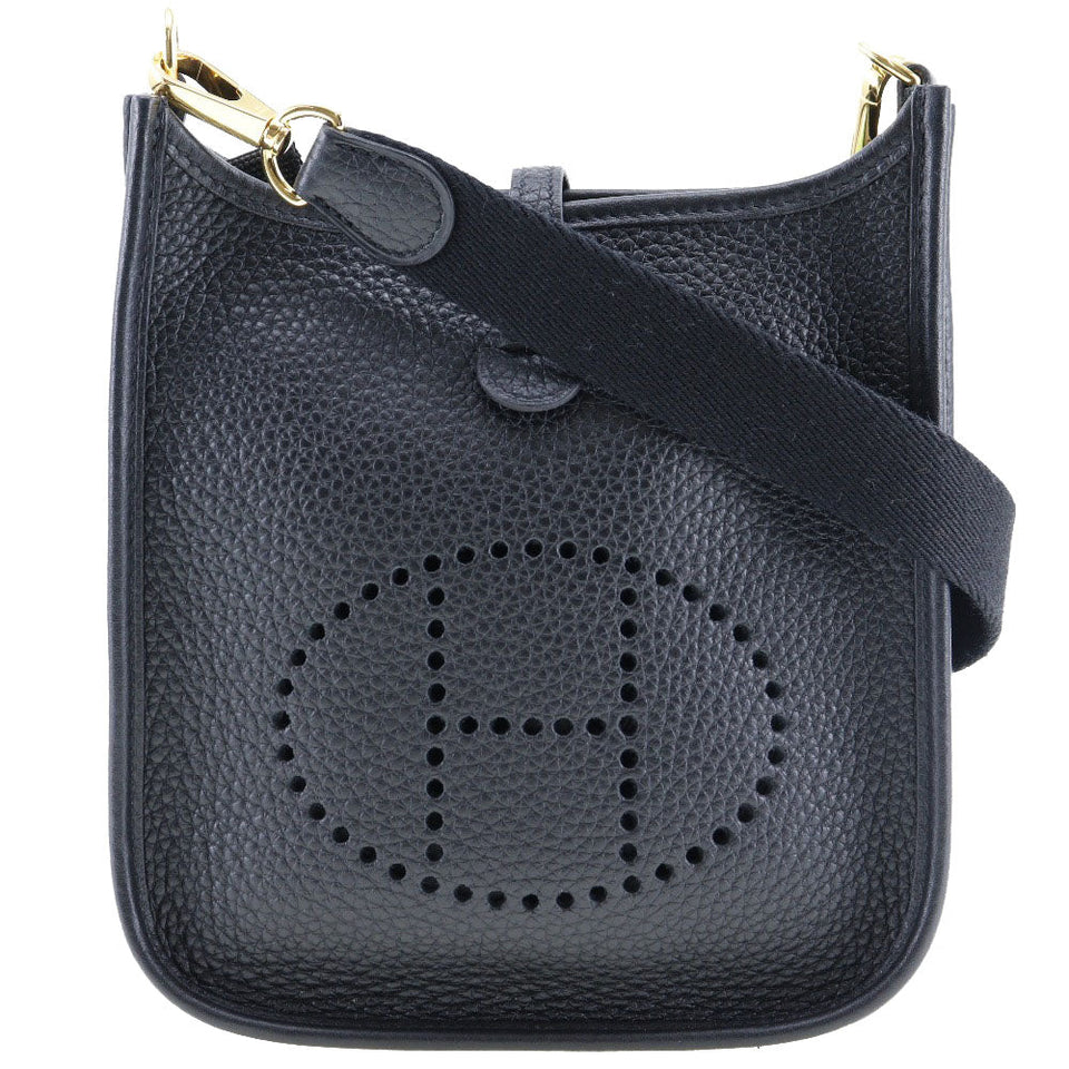 Hermes Shoulder Bag Taurillon Clemence Black/Gold Metal Amazone Evelyn TPM Women