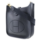 Hermes Shoulder Bag Taurillon Clemence Black/Gold Metal Amazone Evelyn TPM Women