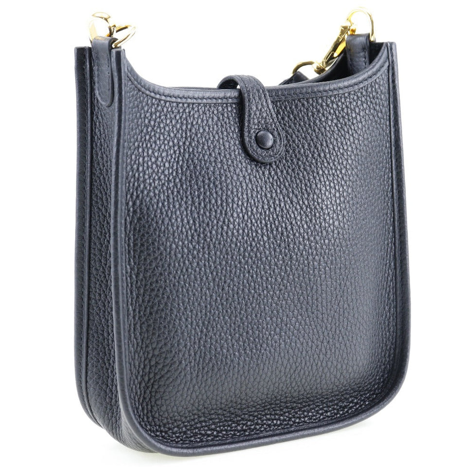 Hermes Shoulder Bag Taurillon Clemence Black/Gold Metal Amazone Evelyn TPM Women