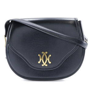 Hermes Shoulder Bag Calfskin Black/Gold Metal Double H Women