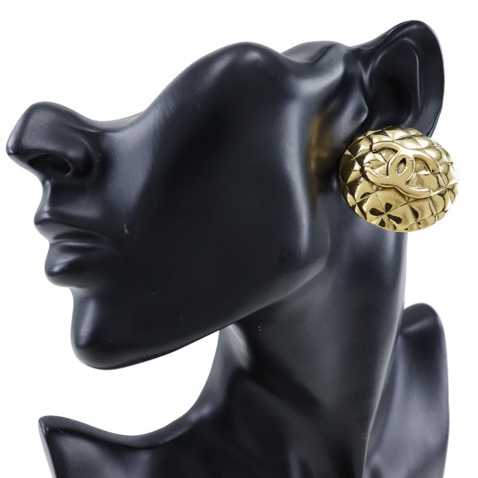 Chanel Coco Mark Earrings Gold Plated Vintage