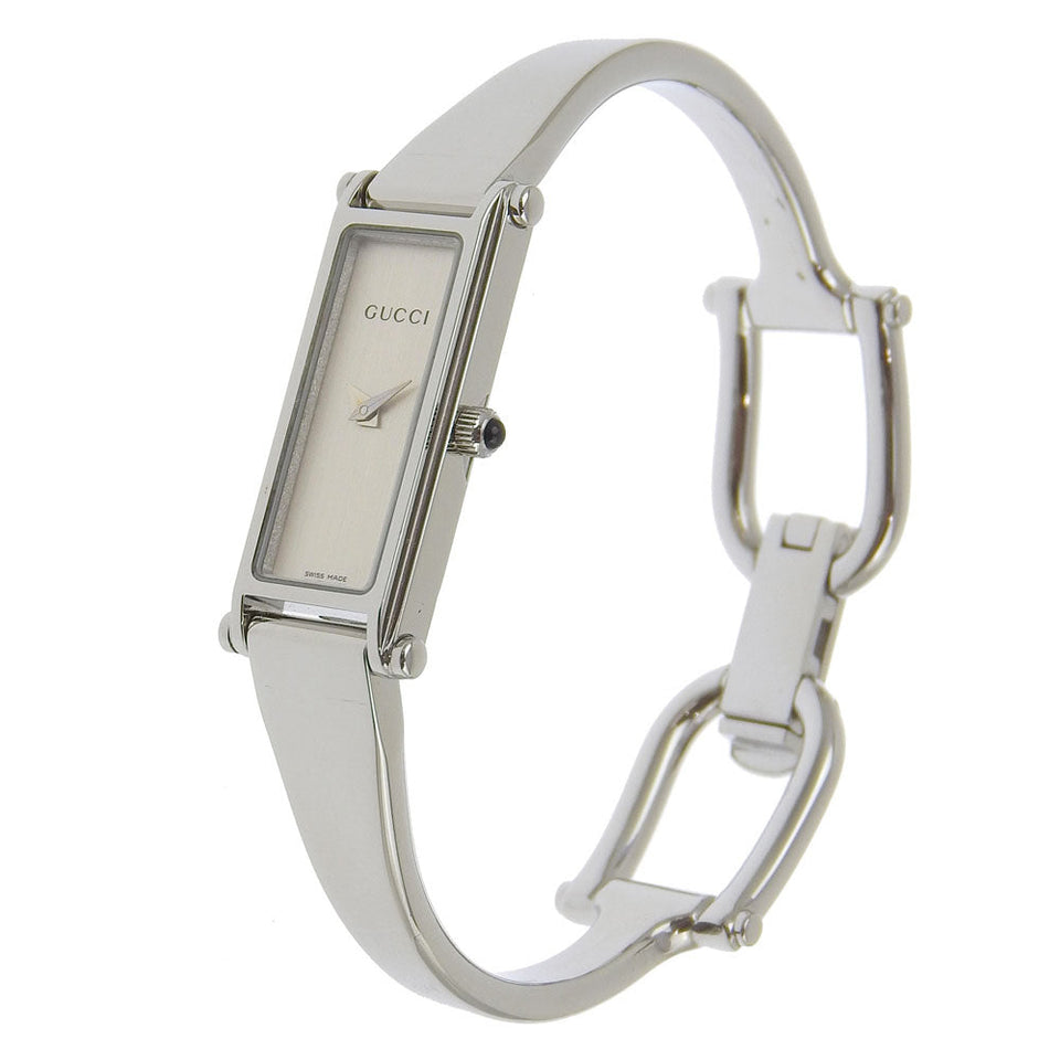 Gucci Watches Quartz 1500L Stainless Steel Silver Bangle watch Silver dial Women