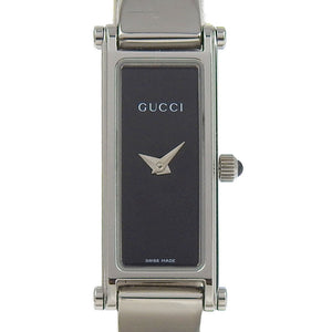 Gucci Watches Quartz 1500L Stainless Steel Silver Bangle watch black dial Women