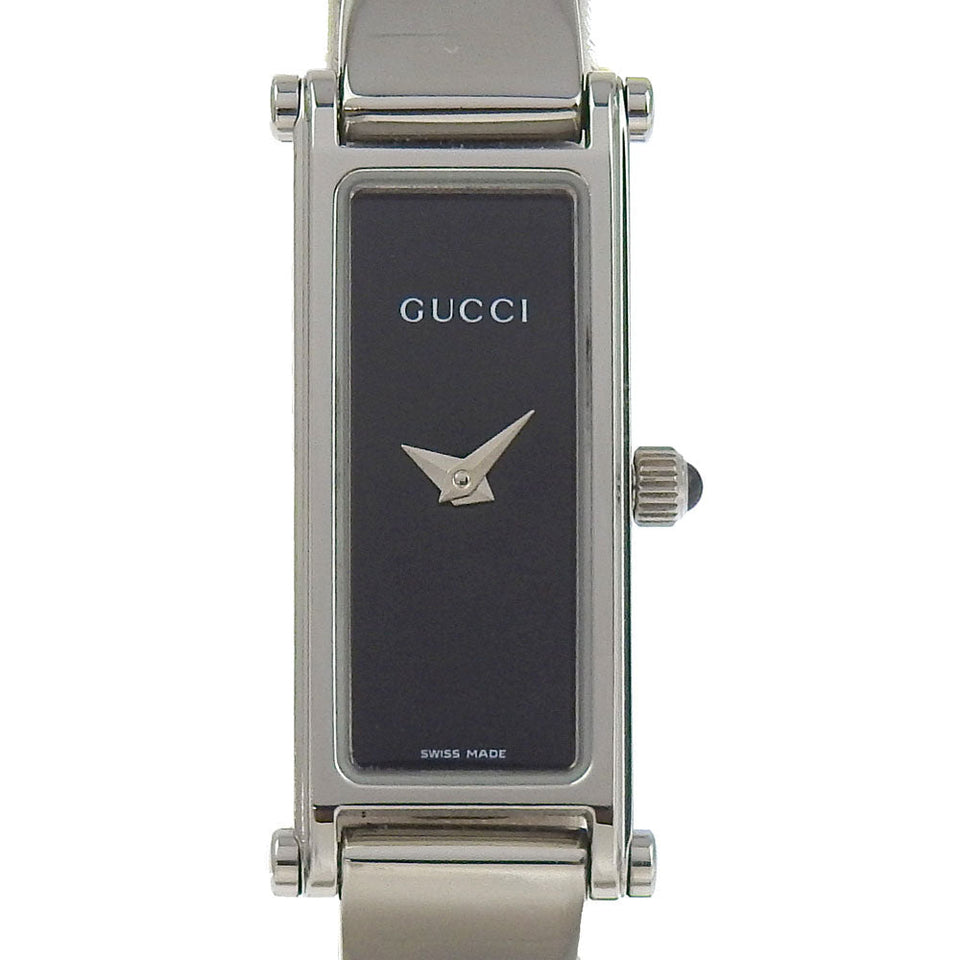 Gucci Watches Quartz 1500L Stainless Steel Silver Bangle watch black dial Women