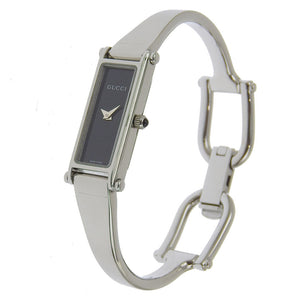 Gucci Watches Quartz 1500L Stainless Steel Silver Bangle watch black dial Women