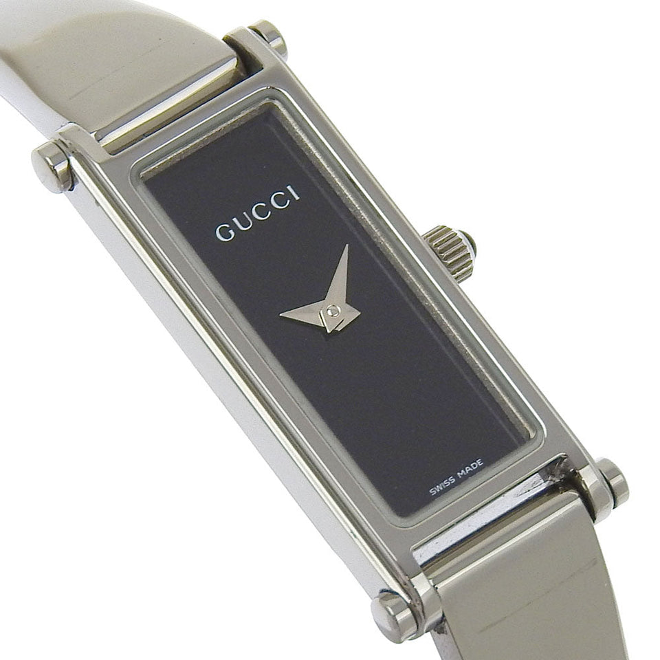 Gucci Watches Quartz 1500L Stainless Steel Silver Bangle watch black dial Women
