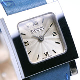 Gucci Watches Quartz 7900P Stainless Steel , Leather Silver/light blue Silver dial Women