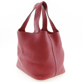 Hermes Handbag Taurillon Clemence Red Pico Tan Lock MM Women
