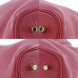 Hermes Handbag Taurillon Clemence Red Pico Tan Lock MM Women