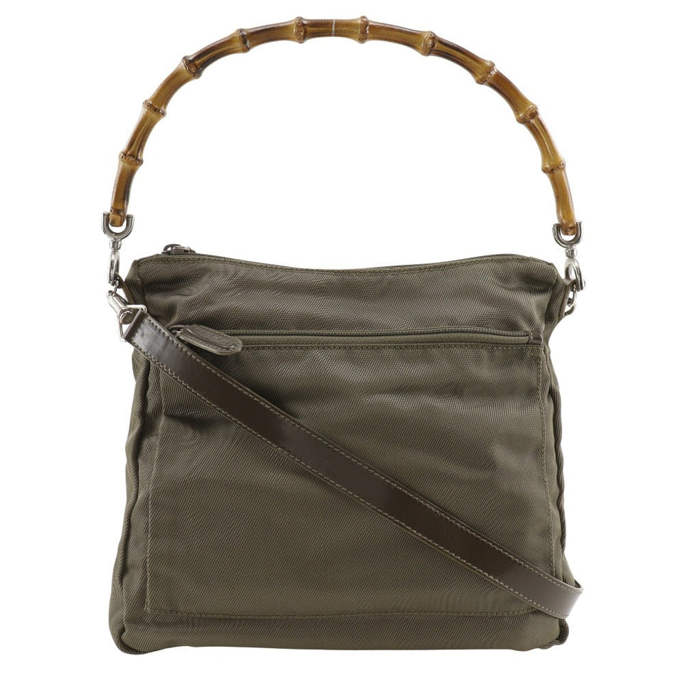 Gucci Shoulder Bag 000.2404.0509 Nylon canvas khaki 2WAY Bamboo one belt