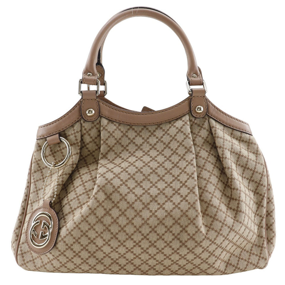 Gucci Handbag 211944 canvas Beige / pink Diamante Sukey bag Women