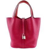 Hermes Handbag Togo pink Pico Tan Lock MM Women