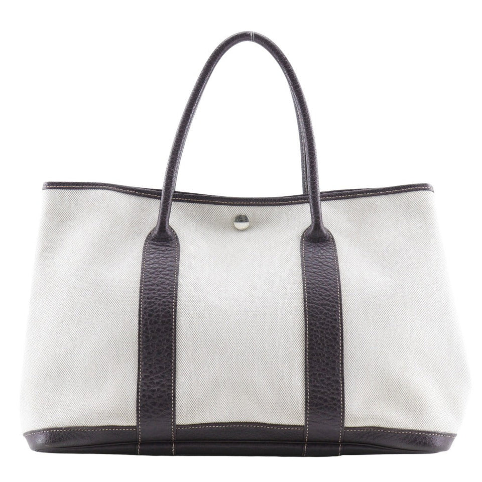 Hermes Tote Bag Toile H, Buffle Beige / Brown Garden party PM Women