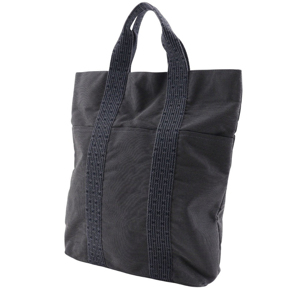Hermes Handbag Nylon canvas gray Tote Bag Her Line Cabas mens(Unisex)