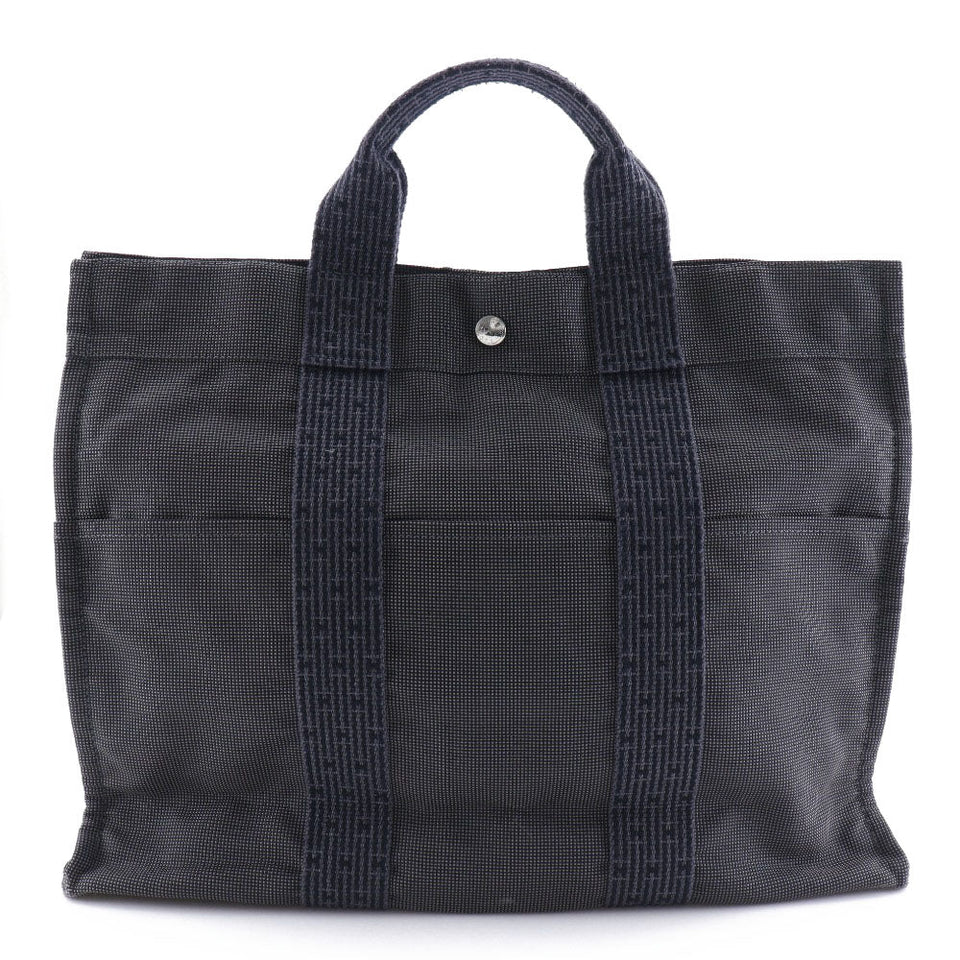 Hermes Handbag Nylon canvas gray Her LineTote MM mens(Unisex)