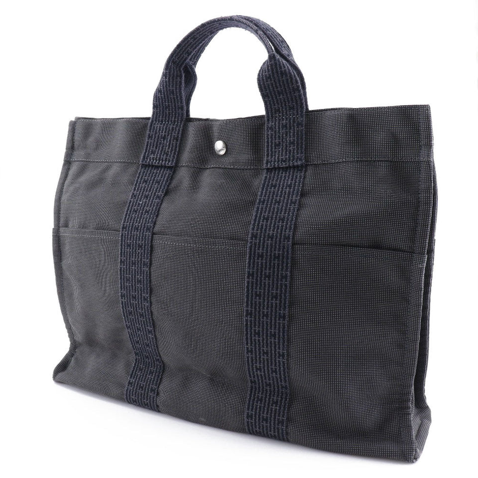 Hermes Handbag Nylon canvas gray Her LineTote MM mens(Unisex)