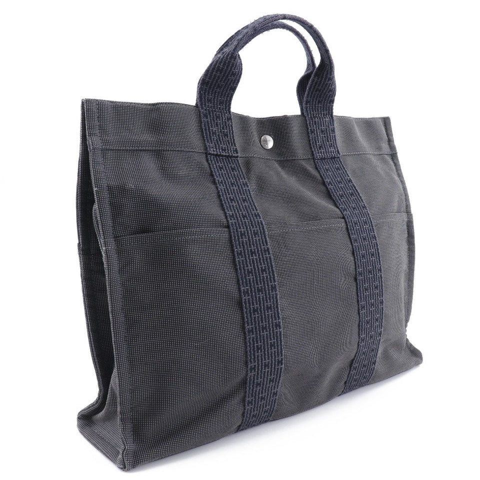 Hermes Handbag Nylon canvas gray Her LineTote MM mens(Unisex)