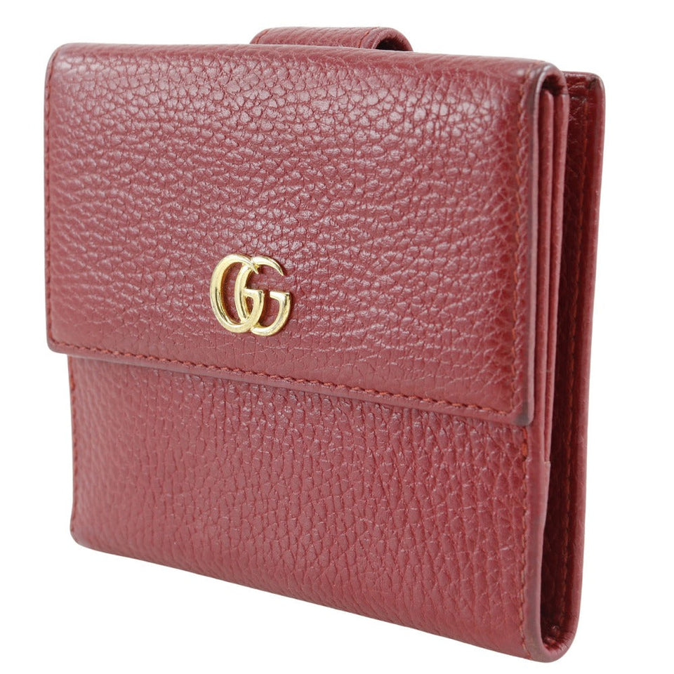 Gucci Bifold Wallet 456122 leather Red GG Marmont Women