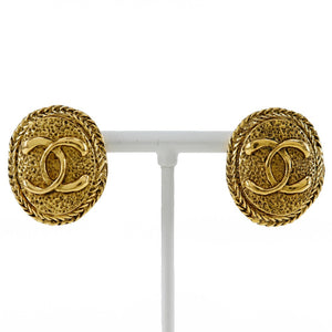 Chanel Coco Mark Vintage Earrings Gold Plated