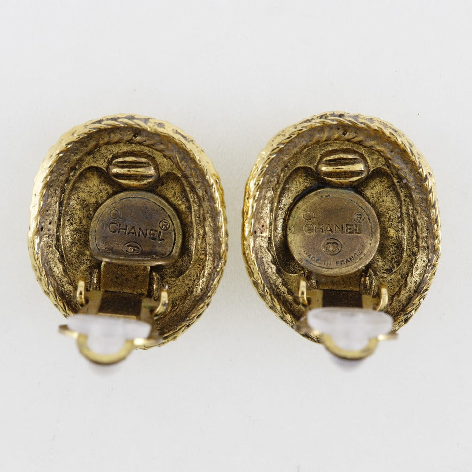 Chanel Coco Mark Vintage Earrings Gold Plated