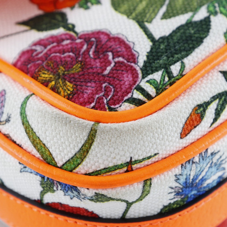 Gucci Shoulder Bag 550147 Canvas, Leather Orange Floral GG Flora Women