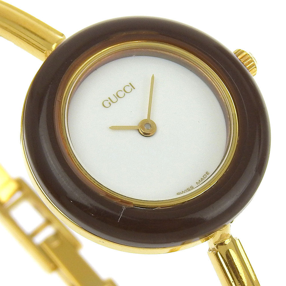 Gucci Watches Quartz 11/12.2 Plated Gold gold Change bezel White dial Women