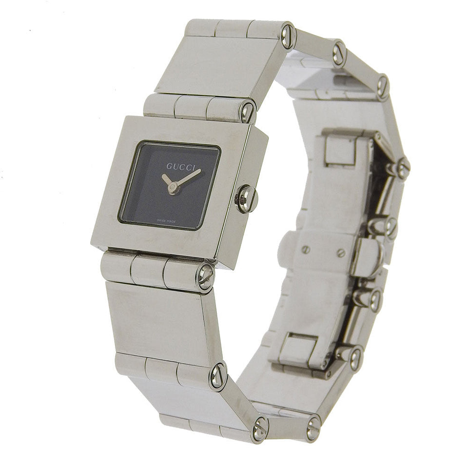 Gucci Watches Quartz 600L Stainless Steel Silver black dial Women