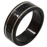 Gucci Ring K18 White Gold, Corundum black Icon thin band unisex(Unisex) 15